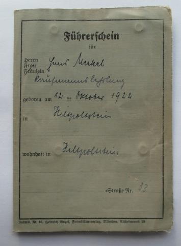 WW2 GERMAN NAZI EARLY GERMAN DRIVER'S LICENCE ID WITH PHOTO AND III REICH STAMP