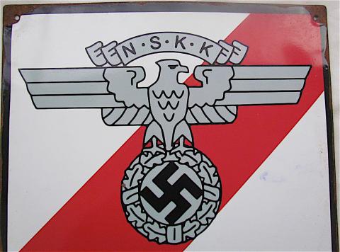 WW2 GERMAN NAZI EARLY KORPSFUHRER N.S.K.K PRE SA REICH PROTECTOR DIVISION - METAL PANEL SIGN WITH NICE EAGLE AND SWASTIKA NSKK