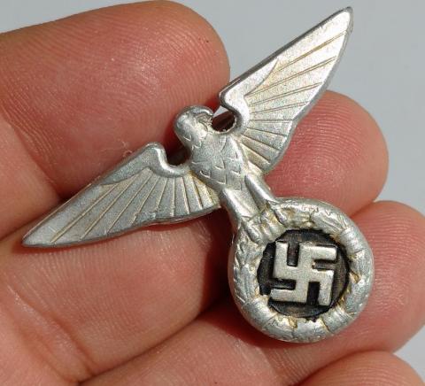 WW2 GERMAN NAZI EARLY WAR SA VISOR CAP EAGLE INSIGNIA PIN WITH BOTH STRONG PRONGS