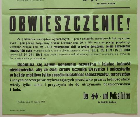 WW2 GERMAN NAZI EXTREMELY RARE WAFFEN SS GHETTO POLIZEI POSTER ABOUT BOMBING IN A TRAIN IN THE GHETTO KRAKOW LVIV JEWISH JEW HOLOCAUST JUDE JOOD