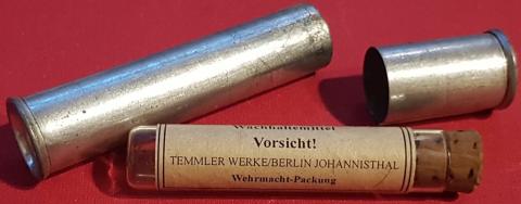 WW2 GERMAN NAZI EXTREMELY RARE WEHRMACHT - WAFFEN SS - PERVITIN EMPTY TUBE GLASS BOTTLE + METAL CASE - DRUG USED ON SOLDIERS TO MAKE THEM MACHINE OF WAR