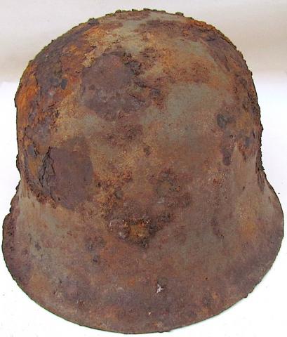 WW2 GERMAN NAZI HEER ARMY RELIC FOUND IN KURLAND BATTLEFIELD M35 SINGLE DECAL HELMET WITH DECAL STILL VISIBLE