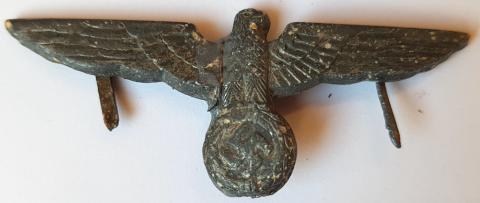WW2 GERMAN NAZI HEER ARMY VISOR CAP EAGLE INSIGNIA REPAIRED (GLUED) WITH ALL PRONGS