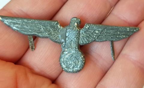 WW2 GERMAN NAZI HEER ARMY VISOR CAP EAGLE INSIGNIA REPAIRED (GLUED) WITH ALL PRONGS