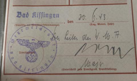 WW2 GERMAN NAZI HEER WEHRPASS ID+ DOCUMENT WITH PHOTOS AND ENTRIES - STAMPS