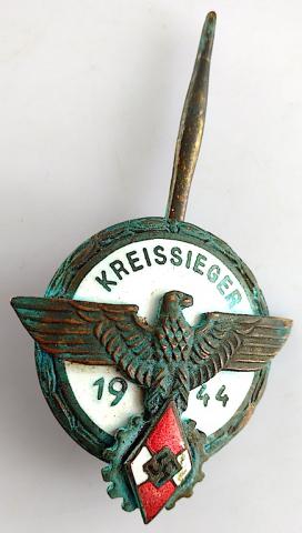 WW2 GERMAN NAZI HITLER YOUTH HITLERJUGEND GAUSIEGER Victors Badge by G. Brehmer RELIC FOUND MAKER MARKED 