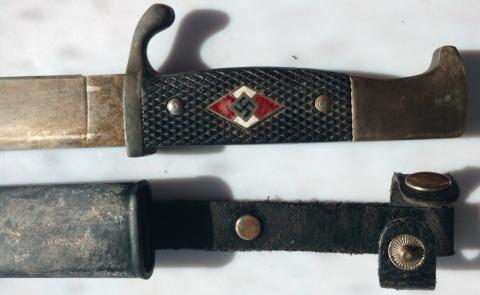 WW2 GERMAN NAZI HITLER YOUTH HITLERJUGEND UNMARKED HJ KNIFE WITH ETUI