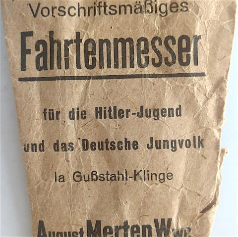 WW2 GERMAN NAZI HITLER YOUTH KNIFE ORIGINAL ENVELOPE CASE OF ISSUE HJ HITLERJUGEND SOLINGEN