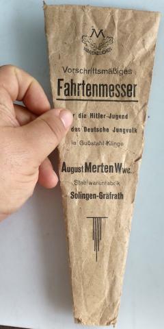 WW2 GERMAN NAZI HITLER YOUTH KNIFE ORIGINAL ENVELOPE CASE OF ISSUE HJ HITLERJUGEND
