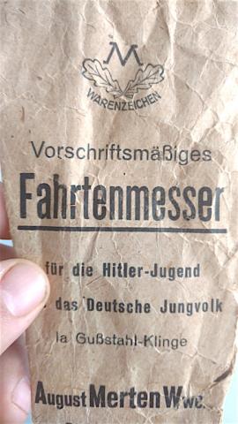 WW2 GERMAN NAZI HITLER YOUTH KNIFE ORIGINAL ENVELOPE CASE OF ISSUE HJ HITLERJUGEND