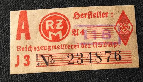 WW2 GERMAN NAZI HITLER YOUTH SHOOTING UNIFORM PATCH WITH RZM TAG STILL REMAIN HJ HITLERJUGEND