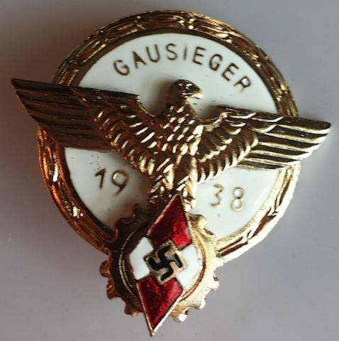 WW2 GERMAN NAZI HJ ADOLF HITLER YOUTH GAUSIEGER PIN BADGE MARKED HITLERJUGEND