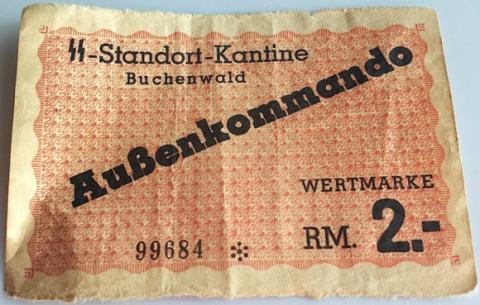 WW2 GERMAN NAZI HOLOCAUST CONCENTRATION CAMP BUCHENWALD WAFFEN SS TOTENKOPF  KANTINE MONEY