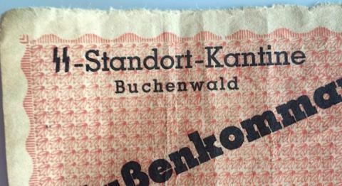 WW2 GERMAN NAZI HOLOCAUST CONCENTRATION CAMP BUCHENWALD WAFFEN SS TOTENKOPF  KANTINE MONEY