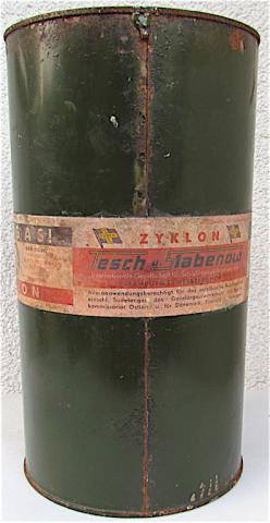 WW2 GERMAN NAZI HOLOCAUST CONCENTRATION CAMP EXTREMELY RARE LARGE SIZE ZYKLON B CANISTER