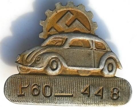 WW2 GERMAN NAZI HOLOCAUST CONCENTRATION CAMP FORCED LABOR VOLKSWAGEN WORKER PIN ID