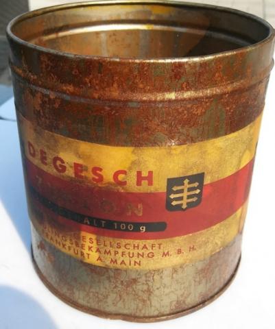 WW2 GERMAN NAZI HOLOCAUST CONCENTRATION RARE ZYKLON B GAS CANISTER AUSCHWITZ DACHAU ETC