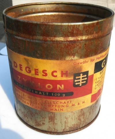 WW2 GERMAN NAZI HOLOCAUST CONCENTRATION RARE ZYKLON B GAS CANISTER AUSCHWITZ DACHAU ETC