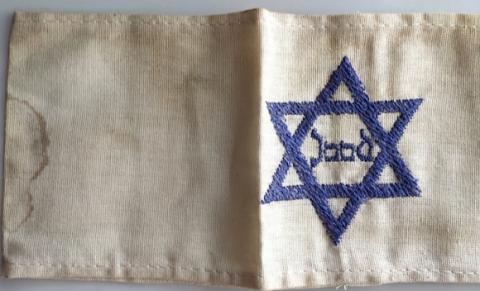 WW2 GERMAN NAZI HOLOCAUST HOLLAND GHETTO CONCENTRATION CAMP JOOD ARMBAND STAR OF DAVID JEWISH JEW