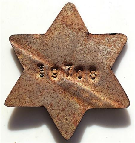 WW2 GERMAN NAZI HOLOCAUST JEWISH METAL STAR OF DAVID FROM LUGGAGE WITH ID
