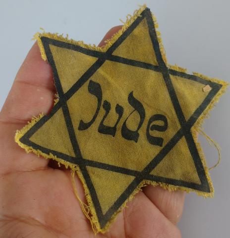 WW2 GERMAN NAZI HOLOCAUST RARE STAR OF DAVID JUDE VARIATION WORN CONDITION