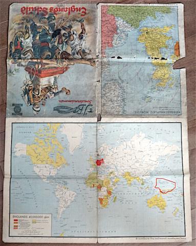 WW2 GERMAN NAZI INVASION OF ENGLAND U.K LARGE MAP WITH PROPAGANDA DRAW ON COVER + EAGLE AND SWASTIKA - RARE!!