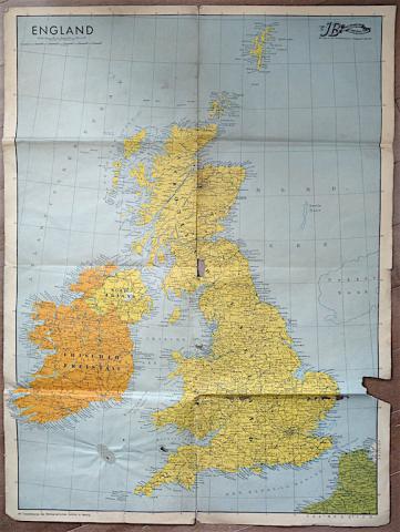 WW2 GERMAN NAZI INVASION OF ENGLAND U.K LARGE MAP WITH PROPAGANDA DRAW ON COVER + EAGLE AND SWASTIKA - RARE!!