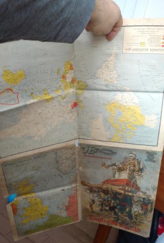 WW2 GERMAN NAZI INVASION OF ENGLAND U.K LARGE MAP WITH PROPAGANDA DRAW ON COVER + EAGLE AND SWASTIKA - RARE!!