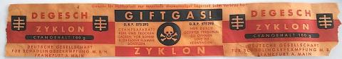 WW2 GERMAN NAZI JEWISH HOLOCAUST RARE CONCENTRATION CAMP AUSCHWITZ ZYKLON B 100GR CANISTER'S LABEL