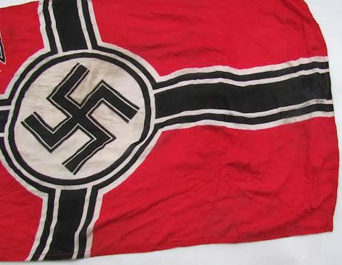 WW2 GERMAN NAZI KRIEGSMARINE 3' FLAG WITH CORDS & SWASTIKA THIRD REICH BOAT FLAG