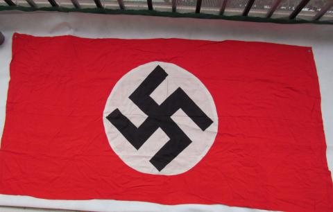 WW2 GERMAN NAZI LARGE 6' NSDAP DOUBLE SIDE NEAR MINT FLAG WITH METAL HOLES FOR HOLDING