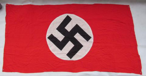 WW2 GERMAN NAZI LARGE 6' NSDAP DOUBLE SIDE NEAR MINT FLAG WITH METAL HOLES FOR HOLDING