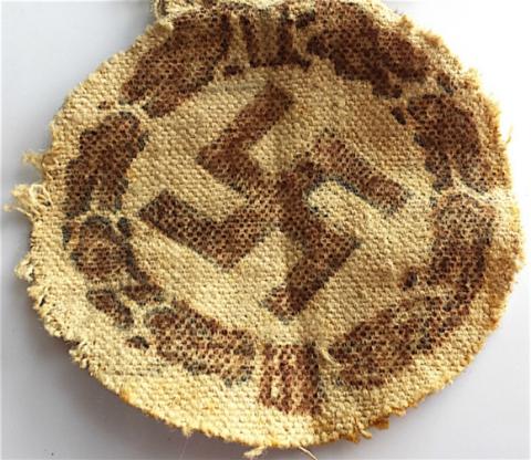 WW2 GERMAN NAZI LARGE EAGLE LOGO WITH SWASTIKA OF THE THIRD REICH TISSUS PIECE REMOVED FROM FIELDPOST BAG