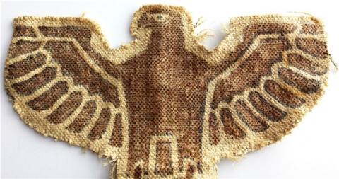 WW2 GERMAN NAZI LARGE EAGLE LOGO WITH SWASTIKA OF THE THIRD REICH TISSUS PIECE REMOVED FROM FIELDPOST BAG