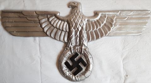 WW2 GERMAN NAZI LARGE III REICH WALL EAGLE AND SWASTIKA PLATE ALUMINIUM