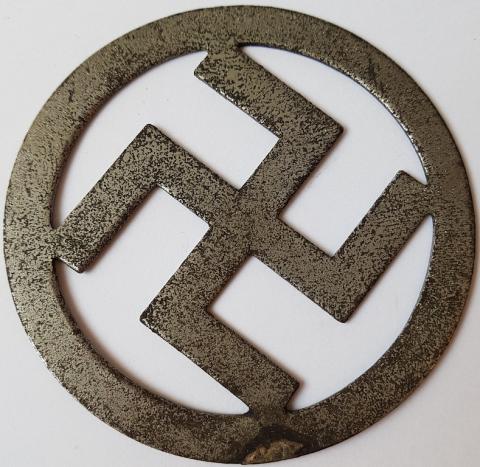 WW2 GERMAN NAZI LARGE METAL SWASTIKA REMOVED FROM A POLE TOP OF FLAG