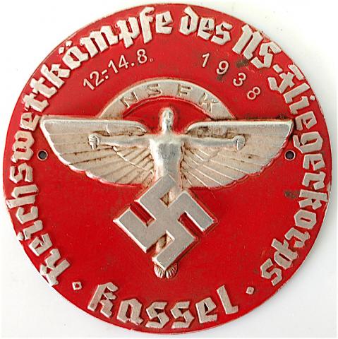 WW2 GERMAN NAZI LARGE NSFK EVENT ALUMINIUM LICENCE PLATE 1938 WITH EAGLE AND SWASTIKA