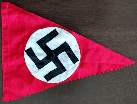 WW2 GERMAN NAZI LARGE SIZE NSDAP DOUBLE SIDE PENNANT FLAG REPLIKA
