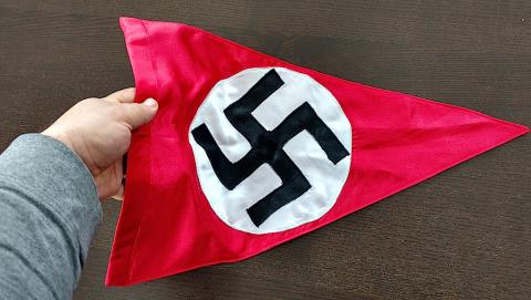 WW2 GERMAN NAZI LARGE SIZE NSDAP DOUBLE SIDE PENNANT FLAG REPLIKA
