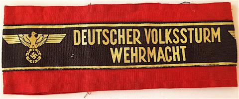 WW2 GERMAN NAZI LATE WAR "DEUTSCHER VOLKSSTURM WEHRMACHT"  ARMBAND TUNIC REMOVED