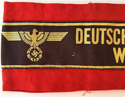 WW2 GERMAN NAZI LATE WAR "DEUTSCHER VOLKSSTURM WEHRMACHT"  ARMBAND TUNIC REMOVED