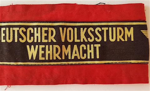 WW2 GERMAN NAZI LATE WAR "DEUTSCHER VOLKSSTURM WEHRMACHT"  ARMBAND TUNIC REMOVED