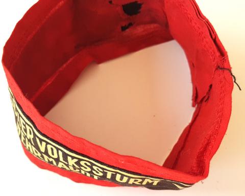 WW2 GERMAN NAZI LATE WAR "DEUTSCHER VOLKSSTURM WEHRMACHT"  ARMBAND TUNIC REMOVED