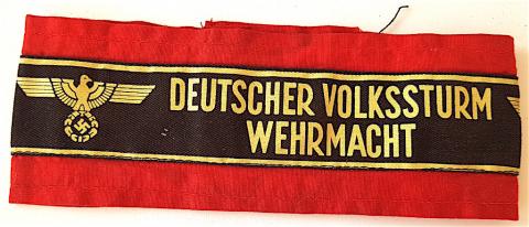 WW2 GERMAN NAZI LATE WAR "DEUTSCHER VOLKSSTURM WEHRMACHT"  ARMBAND TUNIC REMOVED
