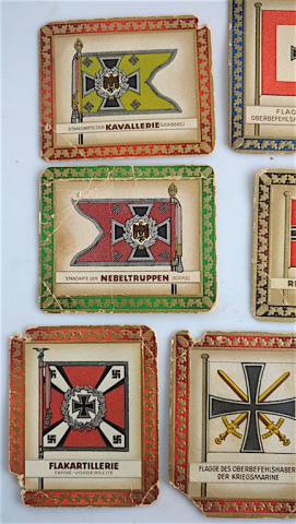 WW2 GERMAN NAZI LOT OF 16 cigarettes CARDS - FLAGS OF THE DEUTSCHLAND THIRD REICH PIONEER KAVALERIE NSDAP LUFTWAFFE berlin 1936 olympics, ETC.