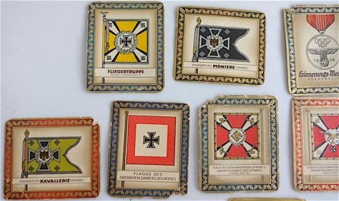 WW2 GERMAN NAZI LOT OF 16 cigarettes CARDS - FLAGS OF THE DEUTSCHLAND THIRD REICH PIONEER KAVALERIE NSDAP LUFTWAFFE berlin 1936 olympics, ETC.