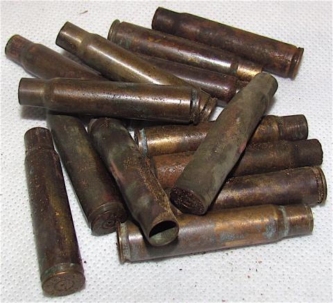 WW2 GERMAN NAZI LOT OF 5 MAUSER GUN SHELLS - P38 LUGER MITRAILLETTE machine gun