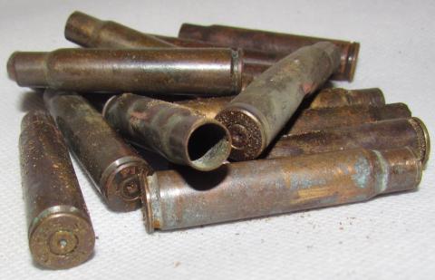 WW2 GERMAN NAZI LOT OF 5 MAUSER GUN SHELLS - P38 LUGER MITRAILLETTE machine gun