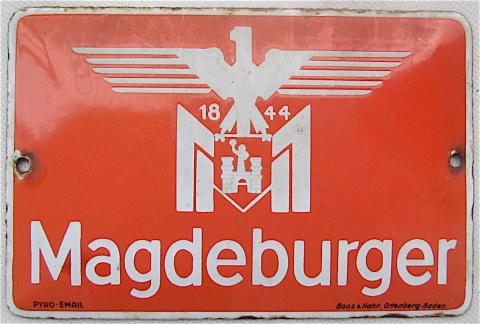WW2 GERMAN NAZI MAGDEBURGER INSURANCE FIRE COMPANY - THIRD REICH SIGN PANEL WITH NICE EAGLE