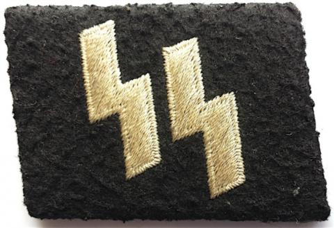 WW2 GERMAN NAZI MATCHED SET OF WAFFEn SS COLLAR TABS WITH RZM TAG